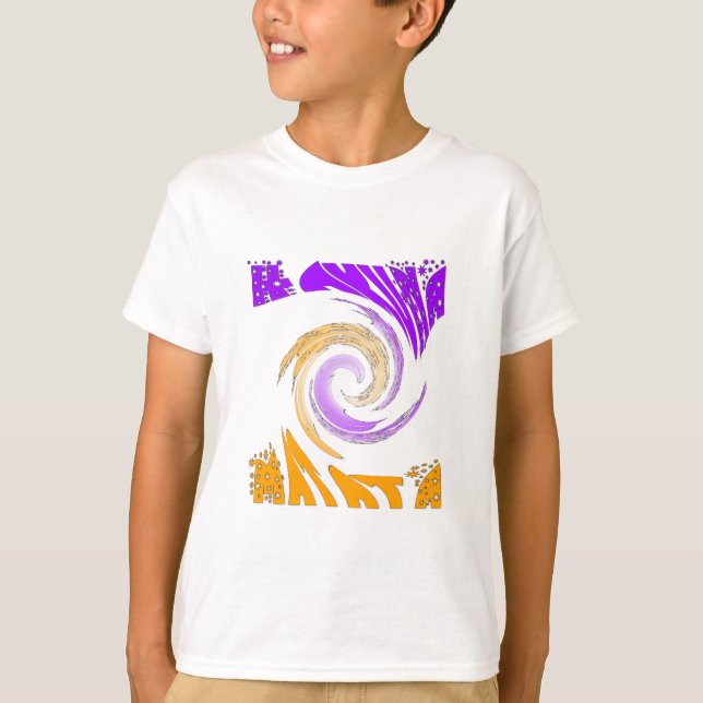 T-shirt Linda Design de Arte Moderna: Roxo e Dourado (Frente)