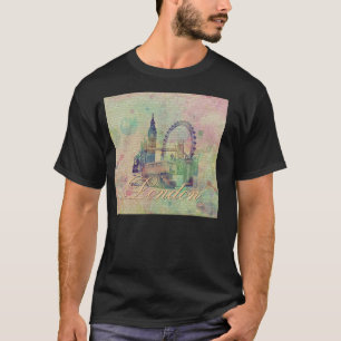 T-shirt Linda tendência Vintage London Landmarks