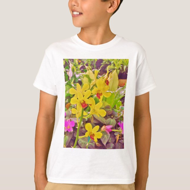 T-shirt Lindas orquídeas de outono amarelas (Frente)
