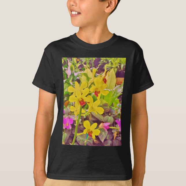 T-shirt Lindas orquídeas de outono amarelas (Frente)