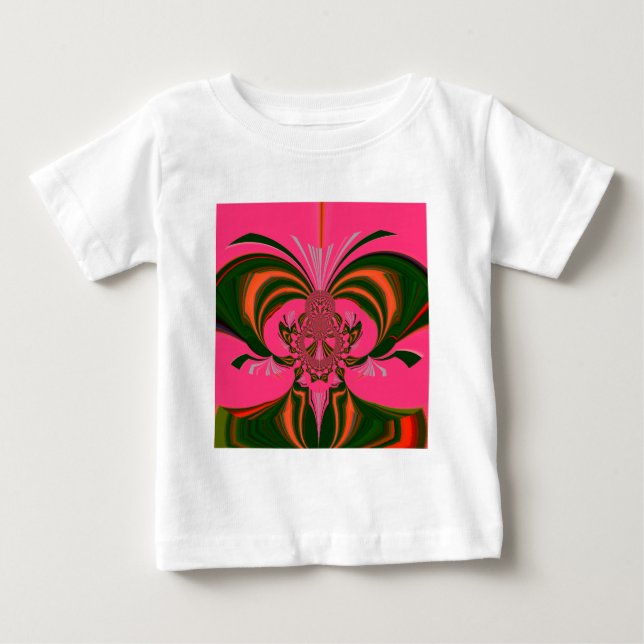 T-shirt Lindo Adorável Africano Rosa Vibrante Vermelho Dou (Frente)