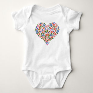 T-shirt Lindo estilo de arte popular Coração floral infant