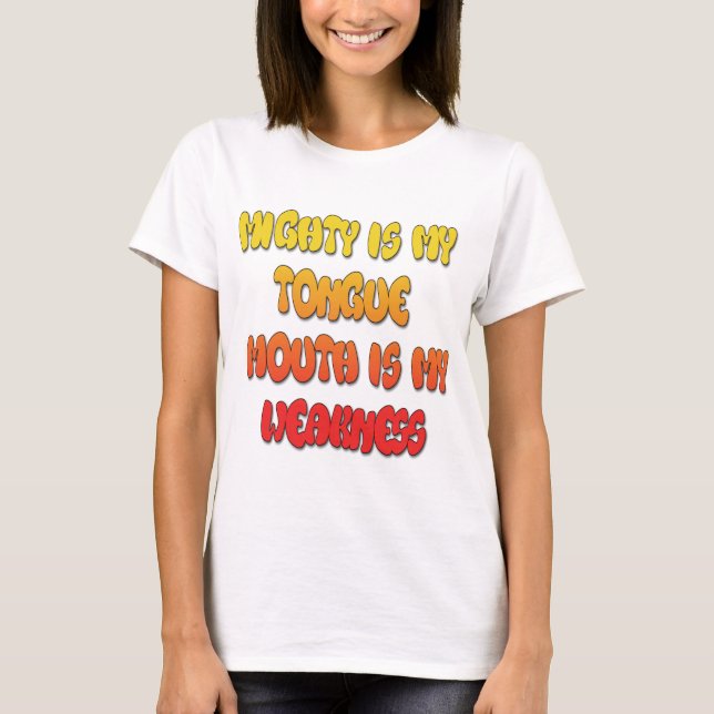 T-shirt Língua Ligada: Engraçada Língua Cita Texto Colorid (Frente)