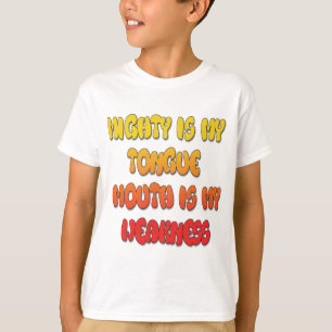 T-shirt Língua Ligada: Engraçada Língua Cita Texto Colorid