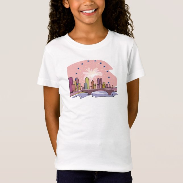 T-shirt Linha Skyline da Cidade (Frente)