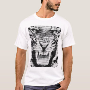 T-shirt Linhas horizontais do tigre preto irritado