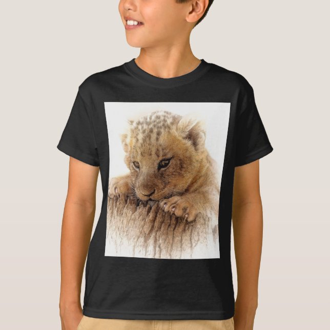 T-shirt Lion cub fecha olhos bonitos (Frente)