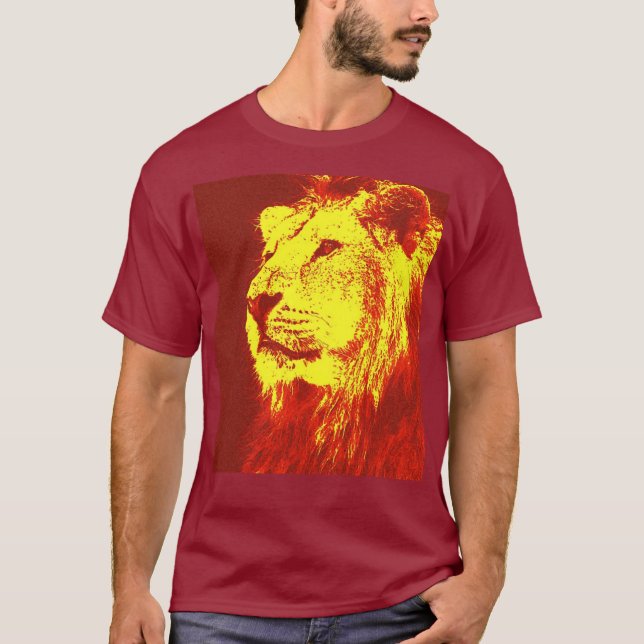 T-shirt Lion de pop Art (Frente)