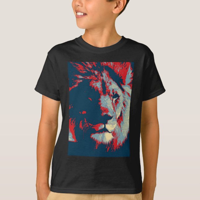 T-shirt Lion de pop Art (Frente)