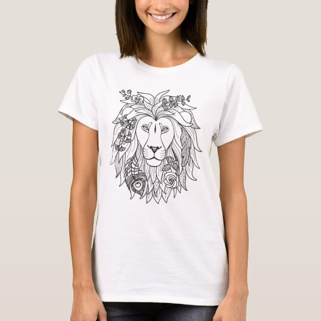 T-shirt Lion E Flores (Frente)
