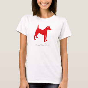 T-shirt liso do Fox Terrier (silhueta vermelha)