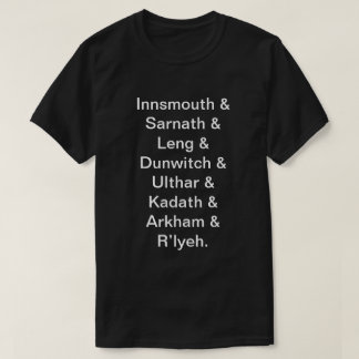 T-shirt Lista de nomes do local de Lovecraftian