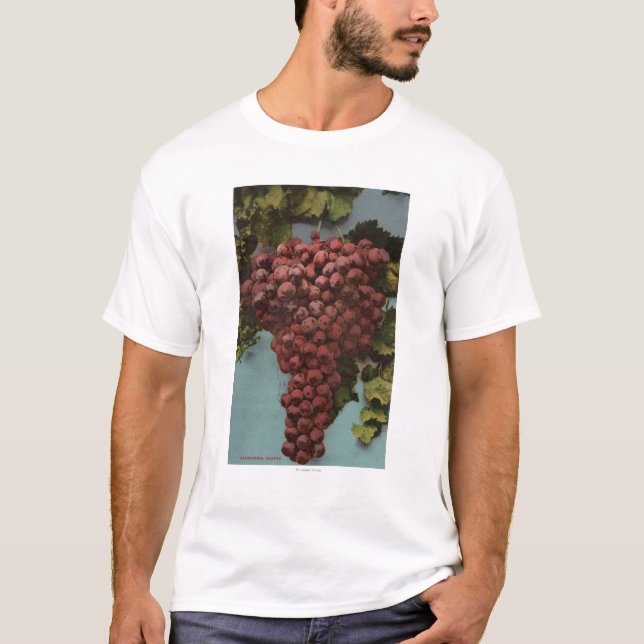 T-shirt Litografia de Chromo da fruta de uvas de (Frente)