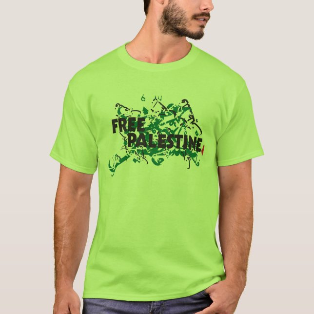 T-shirt livre da caligrafia do Grunge de Palestina (Frente)