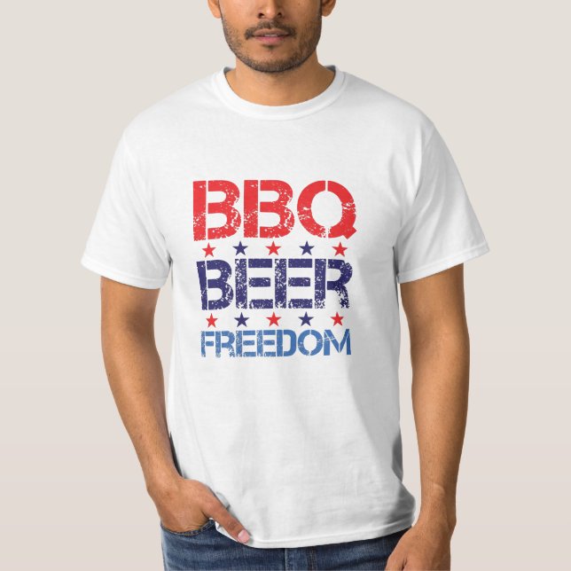 T-Shirt Livre De Cerveja De Churrasco, CHURRASCO,  (Frente)