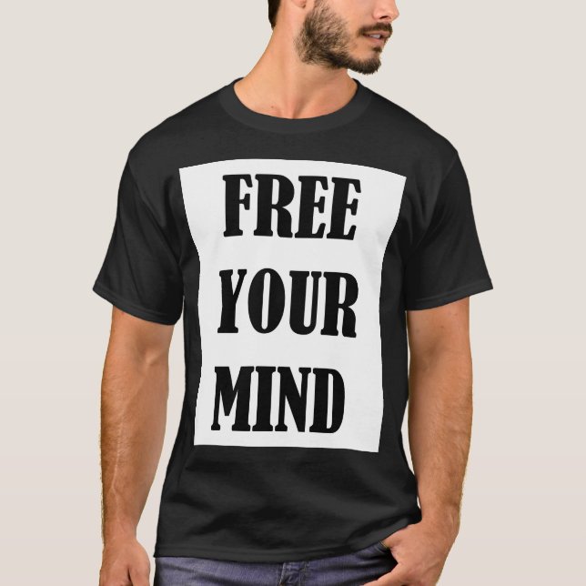 T-shirt Livre seu preto das citações da mente (Frente)