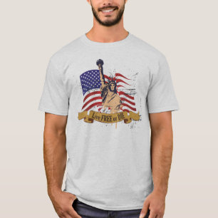 T-shirt Livres vivos ou morrem bandeira americana da