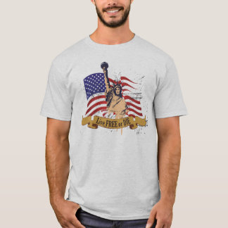 T-shirt Livres vivos ou morrem bandeira americana da
