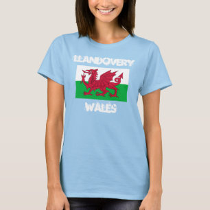 T-shirt Llandovery, País de Gales com bandeira galesa