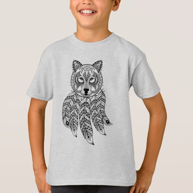 T-shirt Lobo inspirado com Dreamcatcher (Frente)