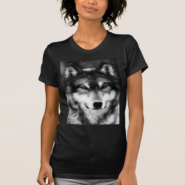 T-shirt Lobo Negro e Branco (Frente)