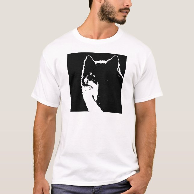 T-shirt Lobo Negro e Branco (Frente)
