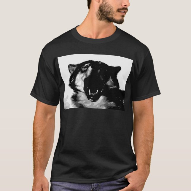 T-shirt Lobo Negro e Branco (Frente)