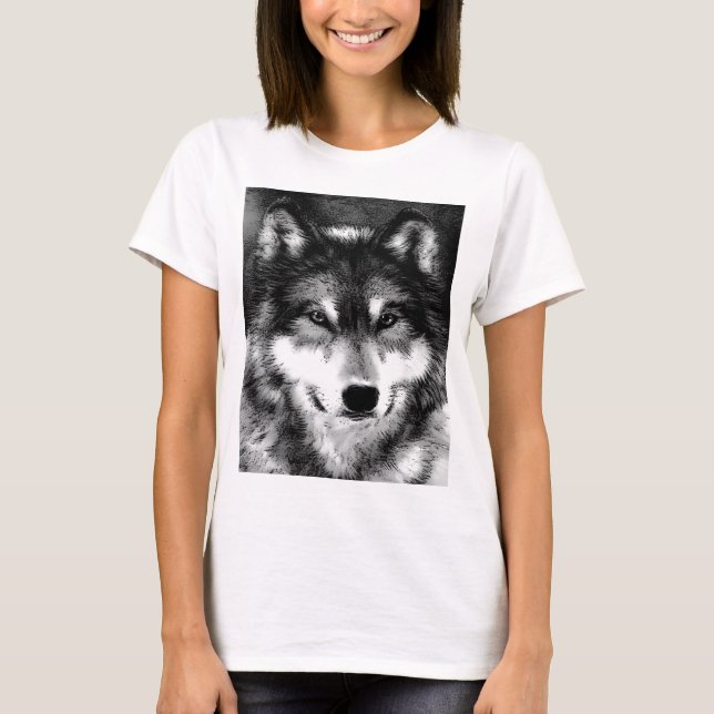 T-shirt Lobo Negro e Branco (Frente)