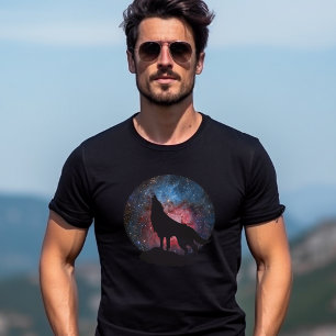 T-shirt Lobo que urra na galáxia