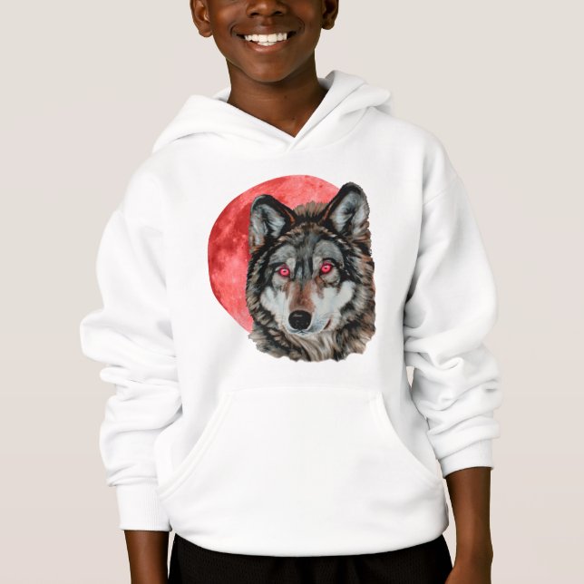 T-shirt Lobo vermelho da lua (Frente)