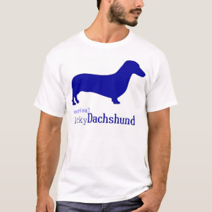T-shirt Logotipo afortunado original do azul do Dachshund