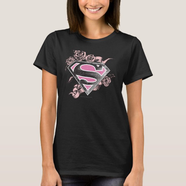 T-shirt Logotipo da Supergirl com Rosas (Frente)