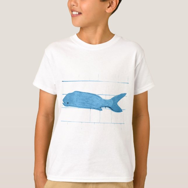 T-shirt logótipo de peixe azul (Frente)