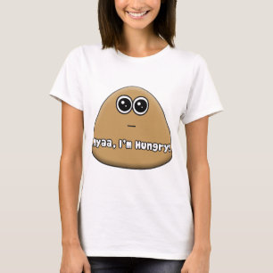 T-shirt Logótipo de Pou com fome com texto - Camisa-T