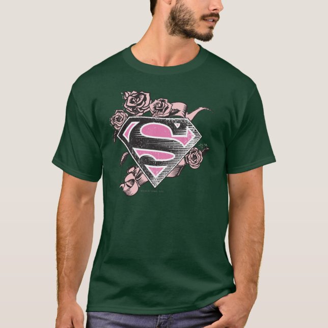 T-shirt Logotipo de Supergirl com rosas (Frente)
