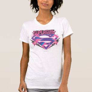 T-shirt Logotipo de Supergirl Pink e Purple Grunge