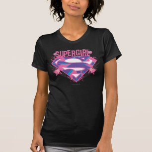 T-shirt Logotipo de Supergirl Pink e Purple Grunge
