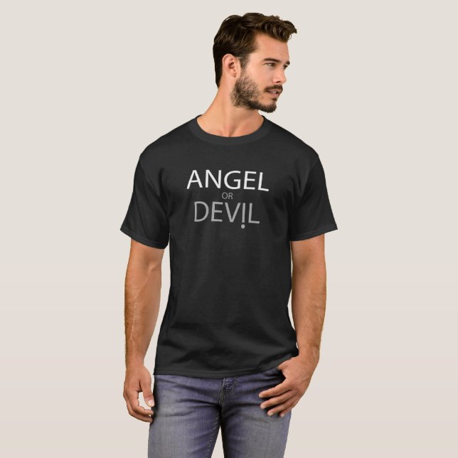 T-shirt Logotipo do anjo ou do diabo (Frente Completa)
