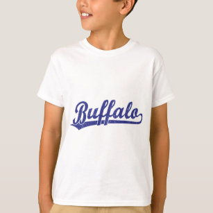 T-shirt Logotipo do roteiro do búfalo no azul