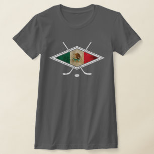 T-shirt Logotipo mexicano de hóquei na bandeira, com Impre