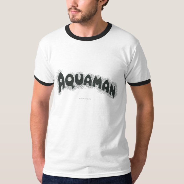 T-shirt Logotipo Preto Grunge Aquaman (Frente)