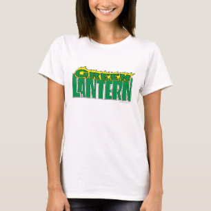 T-shirt Logotipo verde da lanterna - chamas amarelas