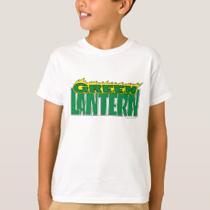 T-shirt Logotipo verde da lanterna - chamas amarelas