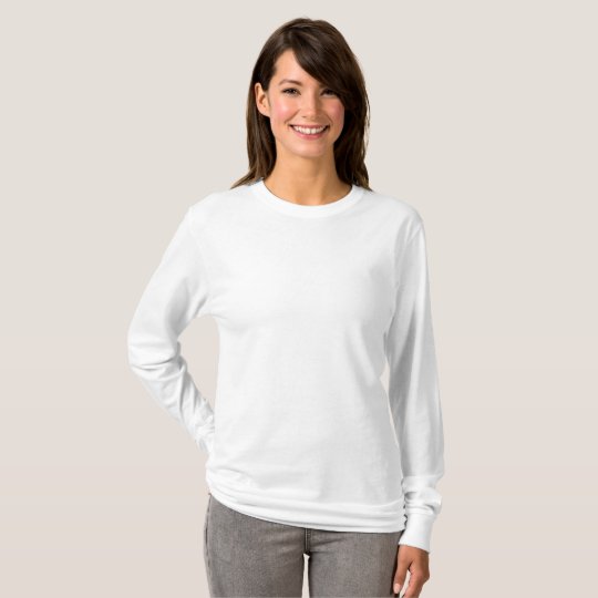 Camiseta de mangas compridas básica feminina, Branco