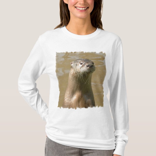 T-shirt longo da Capa da lontra curiosa (Frente)
