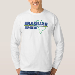 T-shirt longo da Capa de Jiu Jitsu do brasileiro