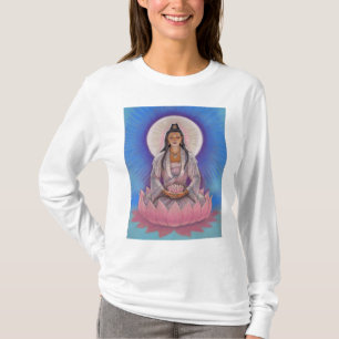 T-shirt longo da Capa de Kuan Yin da deusa