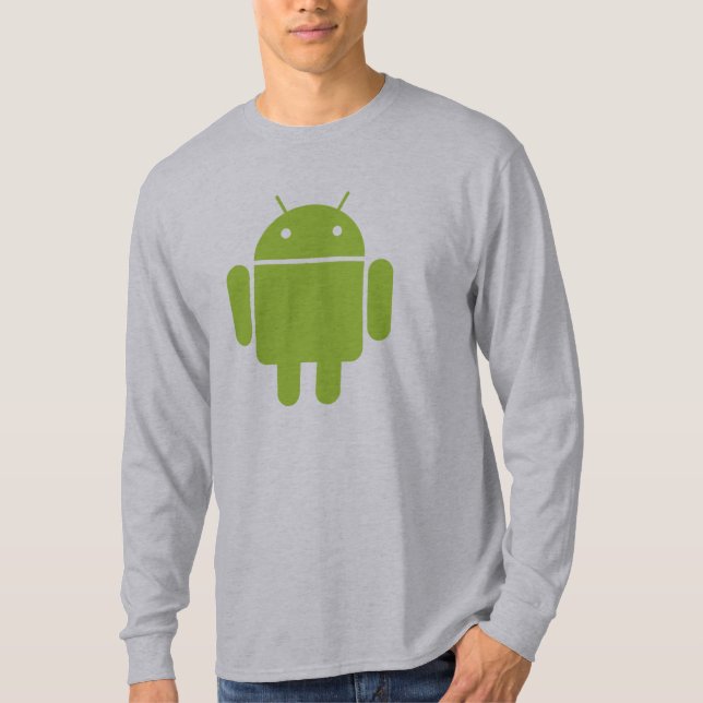 T-shirt longo da Capa do Android verde (Frente)