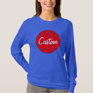 T-shirt longo da Capa do voleibol vermelho feito