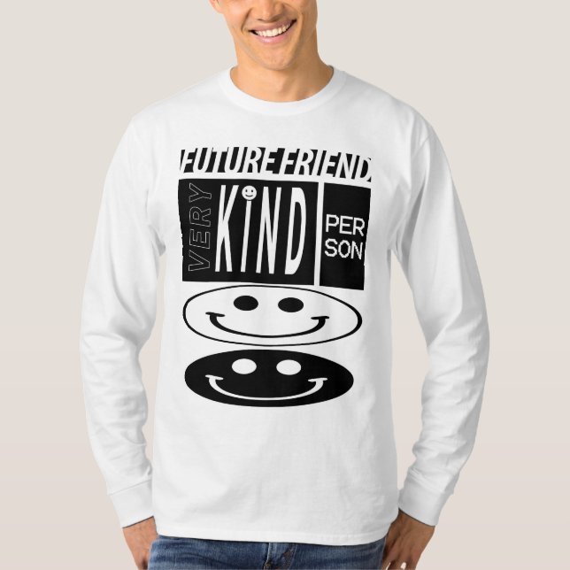 t-shirt longo da luva do amigo futuro (Frente)